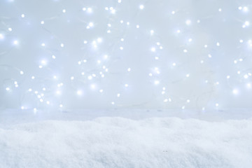 White christmas back ground with snow and lights