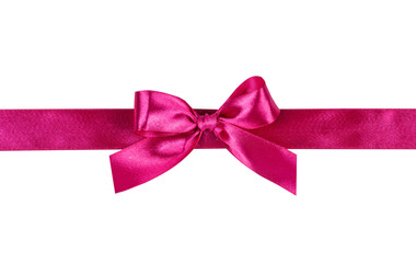 Pink bow, ribbon. Isolated on white background.