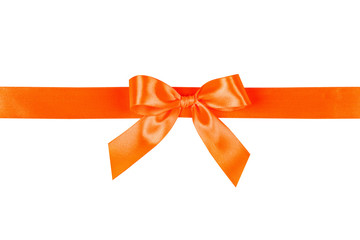 Fototapeta premium Orange bow, ribbon. Isolated on white background.