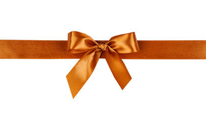 Gold bow, ribbon. Isolated on white background.