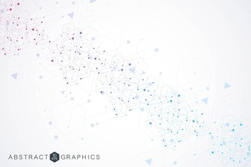 Modern futuristic background of the scientific hexagonal pattern. Virtual abstract background with particle, molecule structure for medical, technology, chemistry, science. Social network vector.