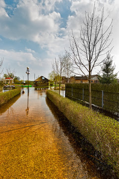 Spring flood of the River Lesnaya. Brest region, Belarus.