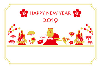 2019年　亥年　年賀状　テンプレート