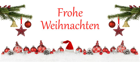Frohe Weihnachten / Dekoration auf Schnee