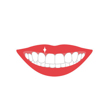 mouth with teeth color silhouette on white background brilliant