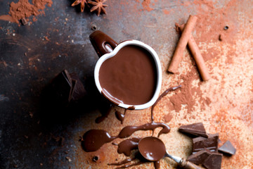 Delicious hot chocolate with spices.