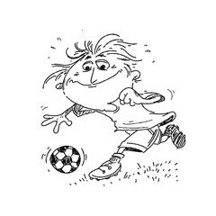 Football Soccer Player Sketch Illustration Black and White Drawing