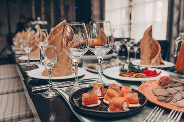 Table set for an event party or wedding reception