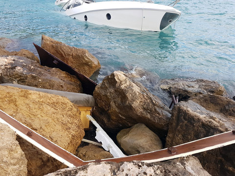 Luxury Yacht Half Sunken