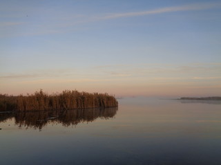 утро на реке осень туман солнце утка донки  на 