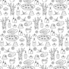 Spa treatment, massage and therapy vector seamless background pattern.
