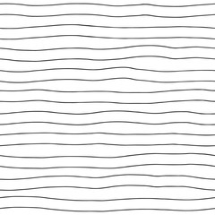 Seamless vector pattern. Black and white geometrical hand drawn background with horizontal lines. Simple print for background, wallpaper, packaging, wrapping, fabric. - 231494921