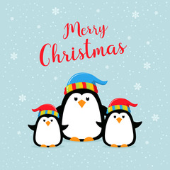 Christmas card with penguins
