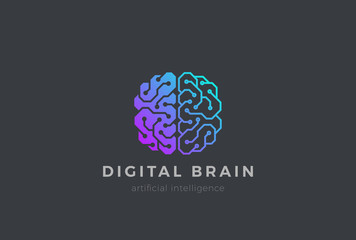 Brain Artificial Intelligence Logo design vector. AI Brainstorm