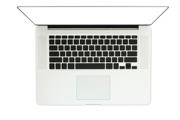 Fototapeta na wymiar Laptop with white screen. Isolated on white background.clipping path.