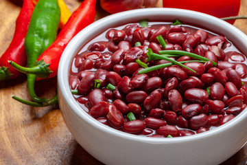 Beans cooked in the bowl