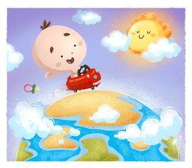 bebe viajando en coche por el mundo © cirodelia