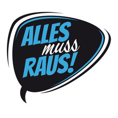 alles muss raus retro speech bubble