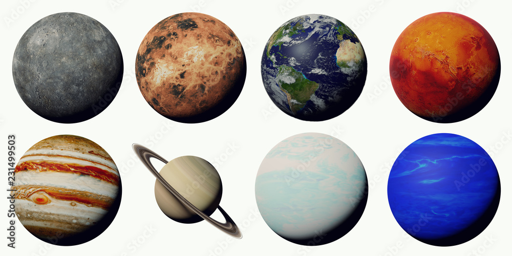 Canvas Prints the planets of the solar system isolated on white background