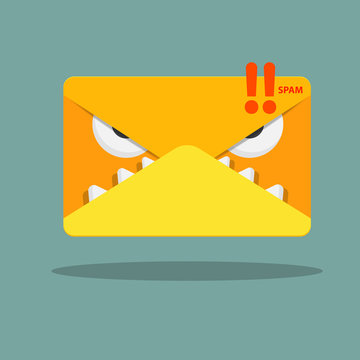 Spam mail icon vector flat design.