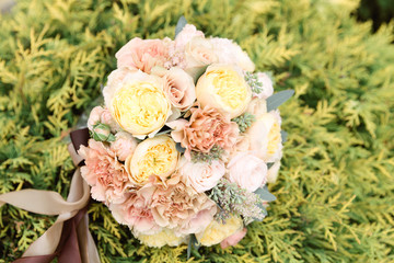 Wedding bouquet with yellow flowers