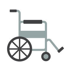 Wheelchair flat icon on isolated white transparent background.	