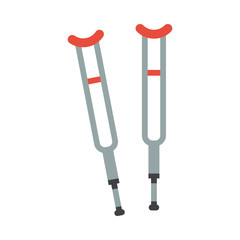 Crutches flat icon on isolated white transparent background.	