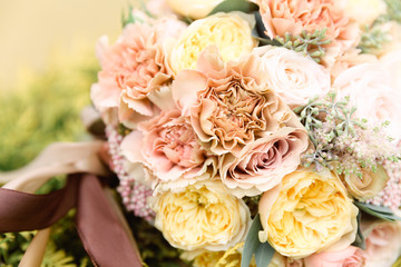 Wedding bouquet with yellow flowers