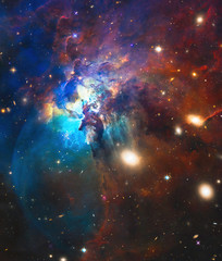 Deep Space Cosmic Chaos, Galaxies, Stars, Nebula Abstract Art Created Using Authentic Imaging Data From HI NASA