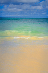 dream vacation, beautiful white sandy beach in the Caribbean, pure azure water