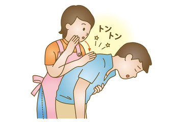 応急手当イラスト68：喉のつまり