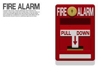 Isolate fire alarm switch (manual pull down type) on transparent background