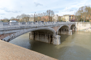 River view on Tiber and St Peter Basilica in Vatican