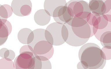 Multicolored translucent circles on a white background. Red tones. 3D illustration