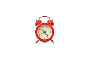 Red clock on isolated white background