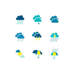 Set of Weather vector flat icons designs