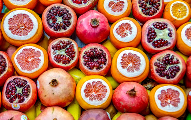 Fresh pomegranate and oranges at the Grand Bazaar, Istanbul.