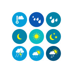 Set of Weather vector flat icons designs