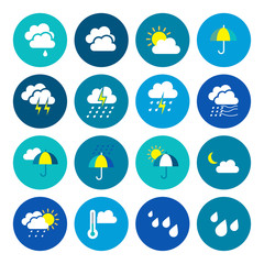 Set of Weather vector flat icons designs