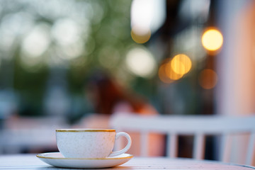 Coffee Milk and Foam with Bokeh Background
