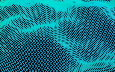 Zelfklevend Fotobehang Abstract landscape on a dark background. Cyberspace grid. Hi-tech network. 3D illustration © Plastic man