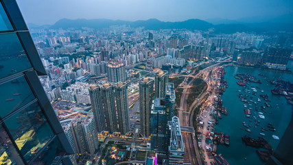 Fototapeta na wymiar Top View Port Of Hong Kong