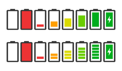 Battery charge indicator icons in vector modern graphics set © koblizeek