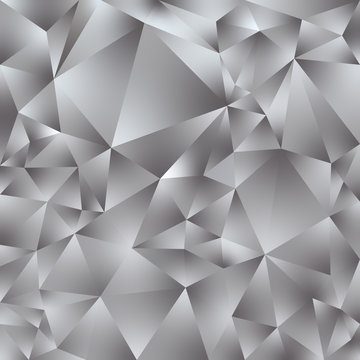vector abstract irregular polygonal square background - triangle low poly pattern - gray white grayscale metallic silver color