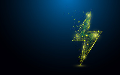 Lighting bolt form lines, triangles and particle style design. Illustration vector