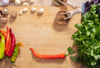 chili pepper with herbs and seasoning