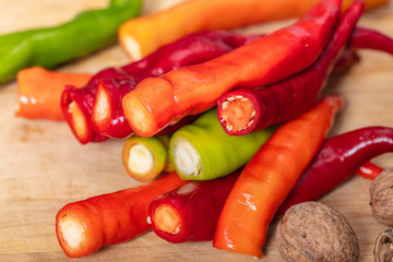 fresh hot peppers closeup