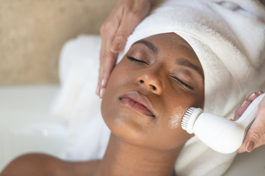 Young African-American Woman Spa Treatment Relaxing