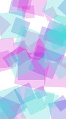Multicolored translucent squares on white background. Vertical image orientation. 3D illustration