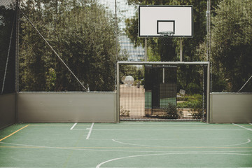 improvement of public services concept of football and basketball playground space in park outdoor environment place 